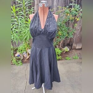 Trashy Diva Black Backless Dress with Silver Accents